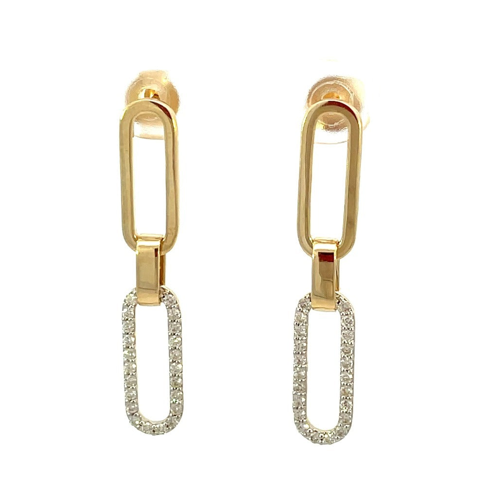 14K Two Tone Paperclip Diamond Earrings 1/3 CTW