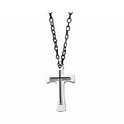 contemporary 3d celtic cross pendant in black & white stainless steel