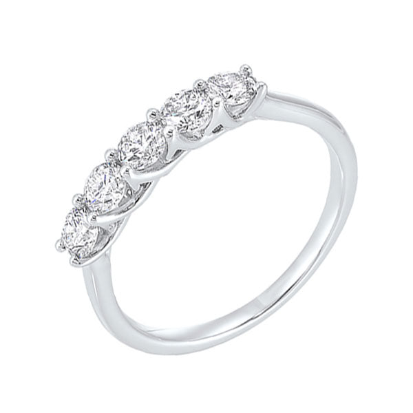 5 stone shared prong diamond band 14k white gold (1/4 ct. tw.)