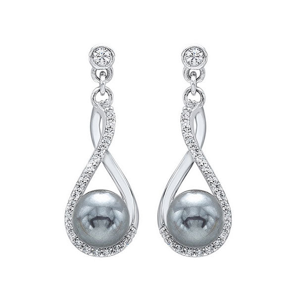 silver (slv 995) diamond studded fashion earrings - 1/10 ctw