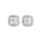 diamond cushion halo cluster stud earrings in 14k white gold (1/2 ctw)