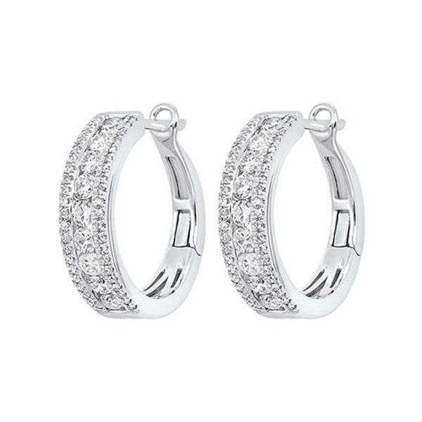 3 row channel set diamond earrings in 14k white gold (1 ct. tw.)