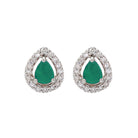 diamond halo and emerald prong set earrings in 10k white gold (1/250 ct. tw.)