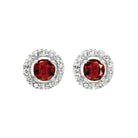 diamond halo and ruby prong set earrings in 10k white gold (2/250 ct. tw.)