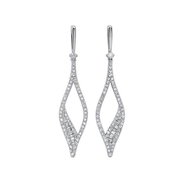 diamond teardrop kite dangle earrings in 14k white gold (3/4 ctw)