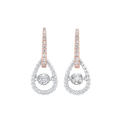 diamond door knocker drop earrings in 14k two-tone gold (1/4ctw)
