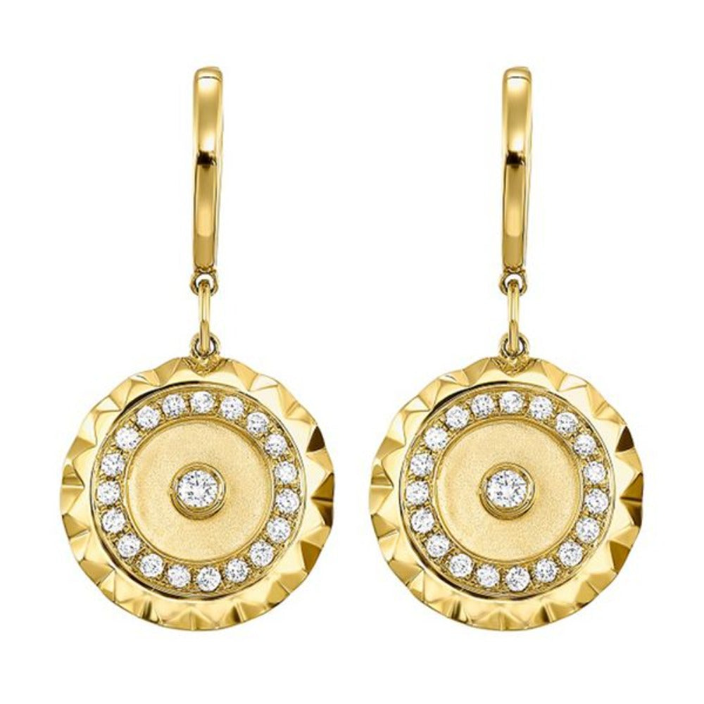 14KY Circular Dangle Drop Earrings 1/2 CTW