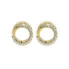 diamond double eternity circle stud earrings in 10k yellow gold (1/6 ctw)