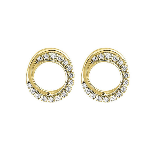 diamond double eternity circle stud earrings in 10k yellow gold (1/6 ctw)