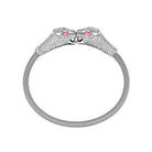 diamond & ruby luxe double jaguar coil bracelet in sterling silver