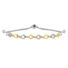 diamond encrusted heart pattern bolo bracelet in sterling silver- adjustable (1/8ctw)