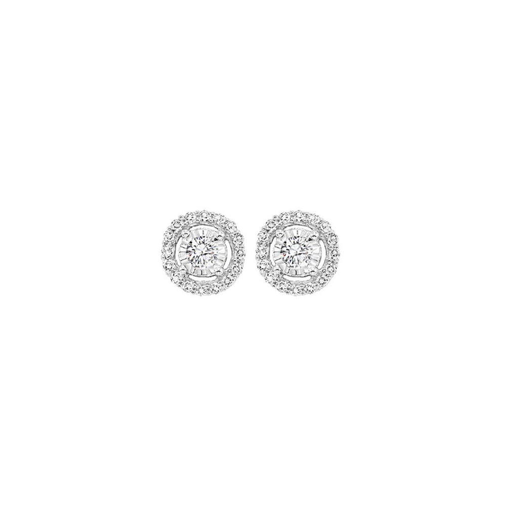 diamond solitaire starburst stud earrings in 14k white gold (1/2ctw)