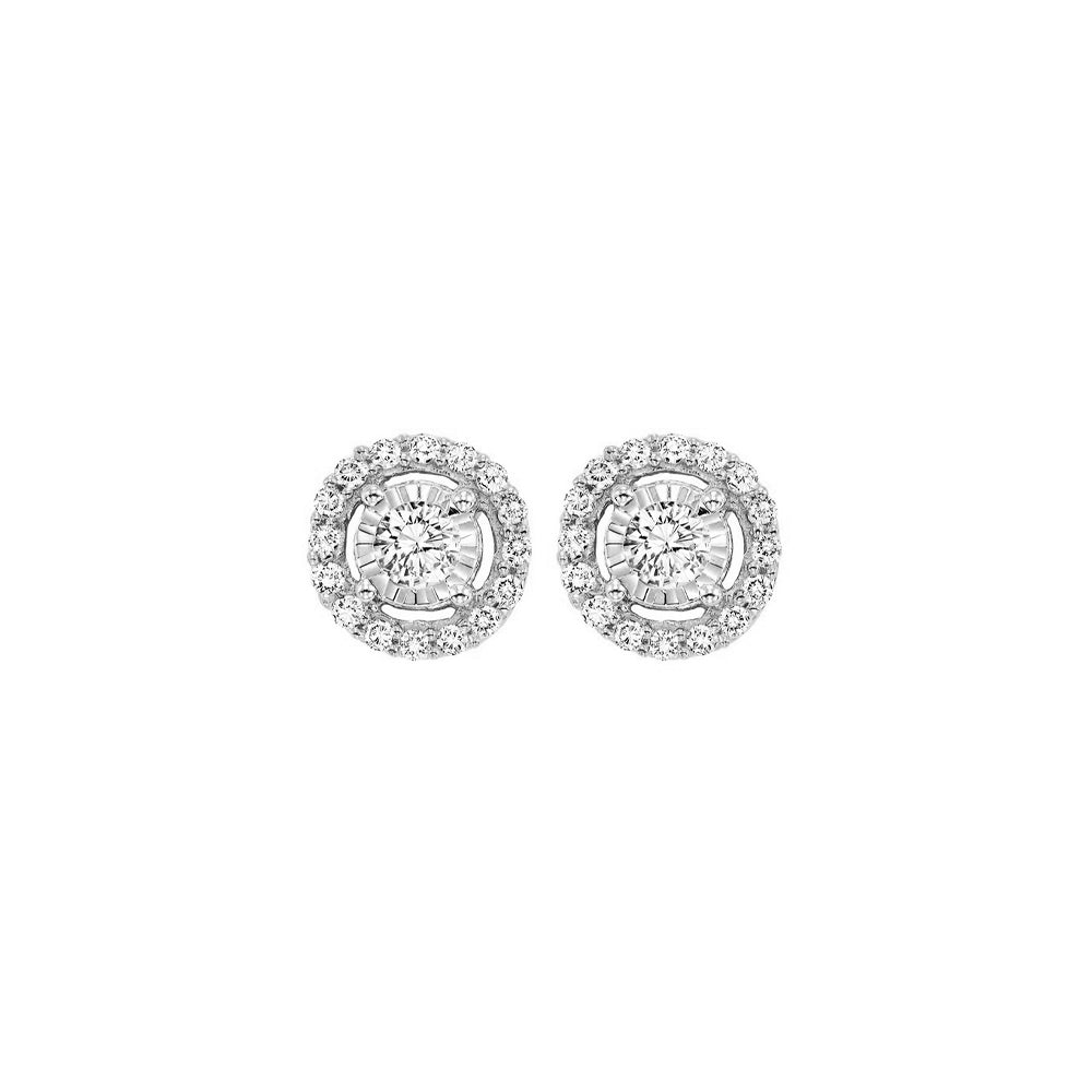 diamond solitaire starburst stud earrings in 14k white gold (3/4ctw)
