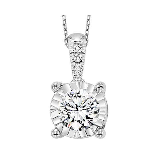 diamond starburst solitaire pendant necklace in 14k white gold (1/10ctw)