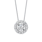 diamond halo solitaire starburst pendant necklace in 14k white gold (1/10ctw)