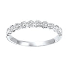 diamond bubble bezel milgrain stackable band in 10k white gold