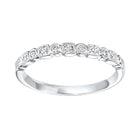 diamond geometric milgrain stackable band in 14k white gold