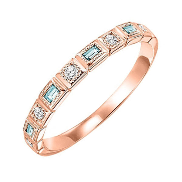 14k rose gold stackable bezel aquamarine band (1/12 ct. tw.)