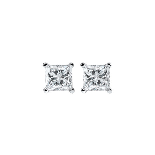 princess cut diamond studs in 14k white gold (3/5 ct. tw.) si2 - g/h