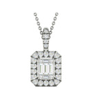 diamond rectangular halo drop pendant necklace in 14k white gold (1ctw)