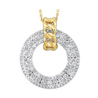 diamond triple eternity door knocker pendant in 14k two-tone gold (3/4 ctw)