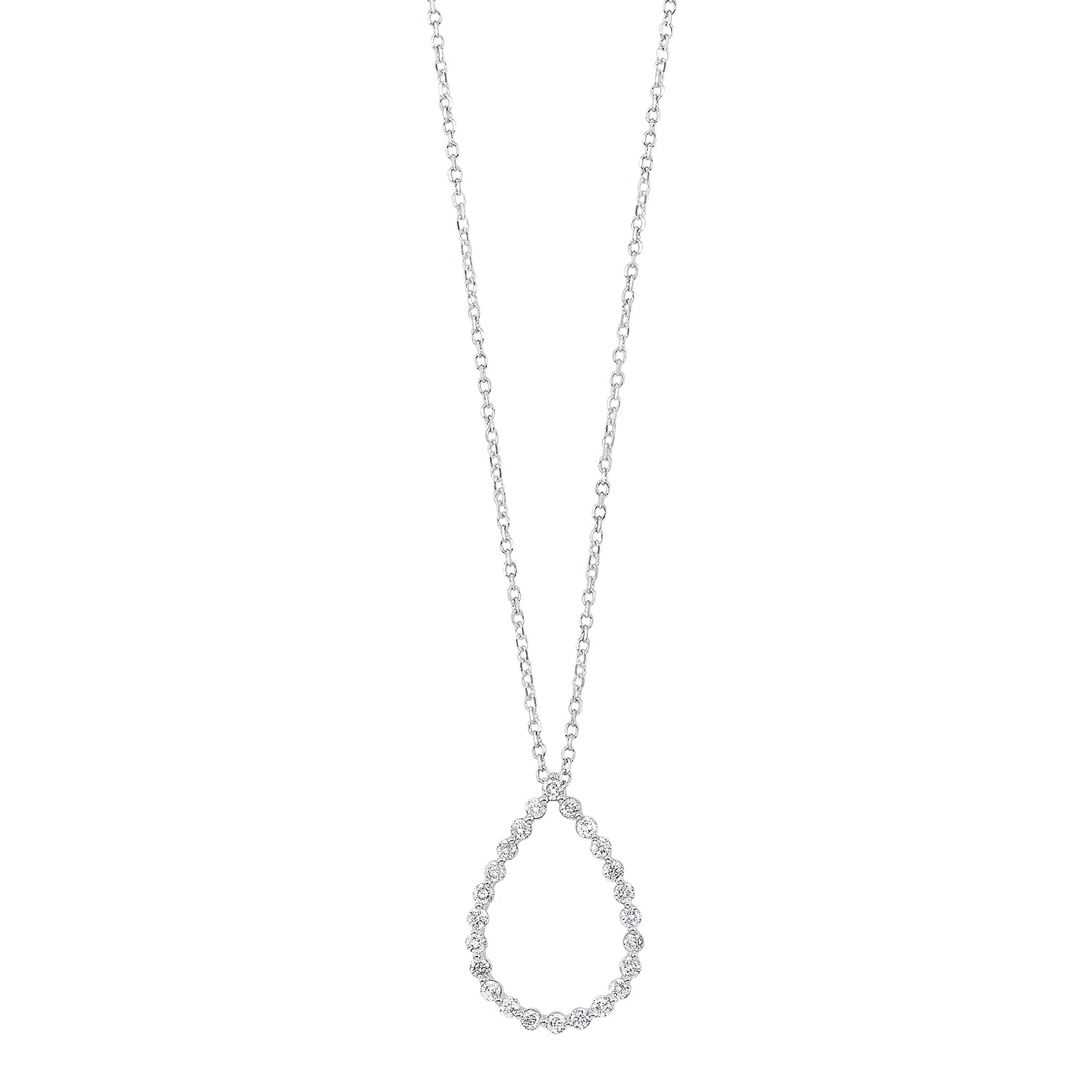 diamond eternity floating teardrop pendant necklace in 14k white gold (1/4ctw)