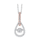 diamond door knocker drop pendant necklace in 10k two tone gold (1/10ctw)