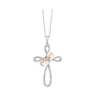 diamond faith in love mom cross pendant in 10k rose gold & sterling silver