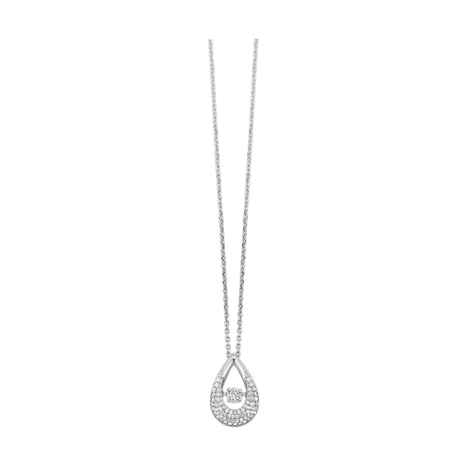 Sterling Silver ROL Teardrop Diamond Pendant