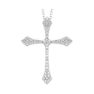 diamond celtic cross pendant necklace in 14k white gold (1/10 ctw)
