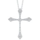 diamond celtic cross pendant necklace in 14k white gold (1/3 ctw)