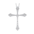 diamond celtic cross pendant necklace in 14k white gold (1/3 ctw)