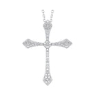 diamond celtic cross pendant necklace in 14k white gold (1/20 ctw)