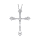 diamond celtic cross pendant necklace in 14k white gold (1/7 ctw)
