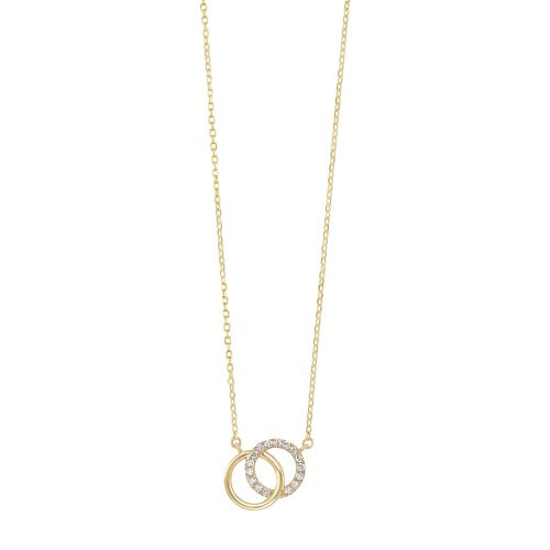 diamond double eternity circle pendant necklace in 14k yellow gold (0.08 ctw)