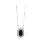 diamond & onyx oval vintage pendant necklace in sterling silver (1/10ctw)