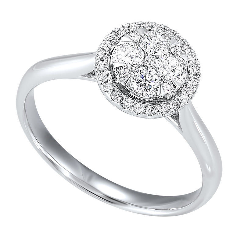 diamond halo round cluster ring in 14k white gold (1/4 ctw)