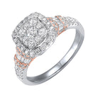 diamond halo cushion cluster anniversary ring in 14k two-tone gold (1 ctw)