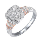 diamond halo cushion cluster anniversary ring in 14k two-tone gold (2 ctw)