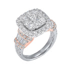 diamond halo cushion cluster anniversary ring in 14k two-tone gold (3 ctw)