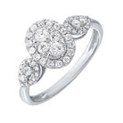 diamond antique oval triple halo engagement ring in 14k white gold (1/2 ctw)