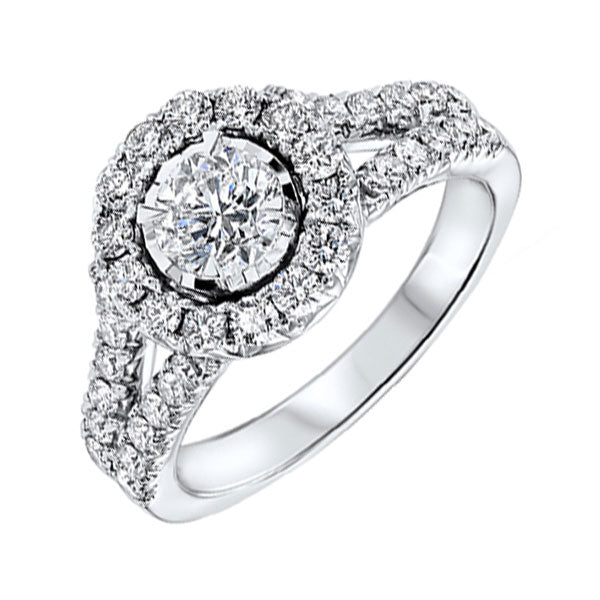 14k white gold tru-reflections round halo prong ring 1 (5/8 ct. tw.)