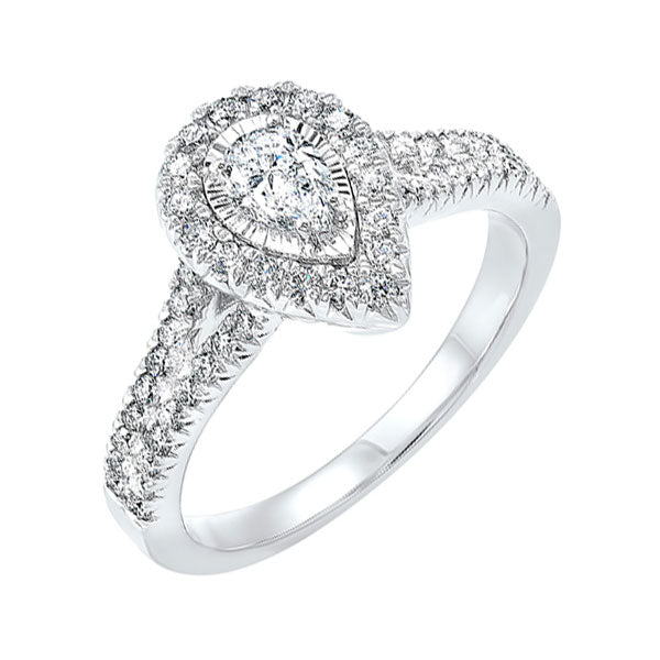14k white gold tru-reflections pear halo prong ring (1 ct. tw.)