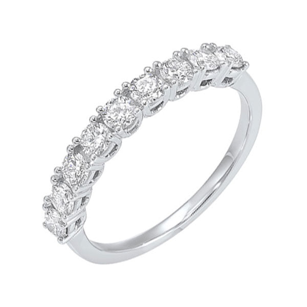 14k white gold 9 stone prong diamond band (3/4 ct. tw.)