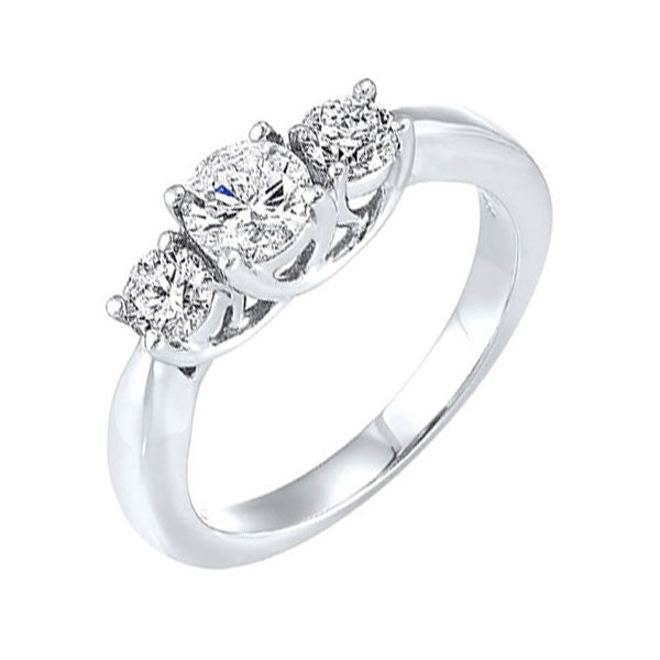 14k white gold 3 stone round prong ring (1 ct. tw.)