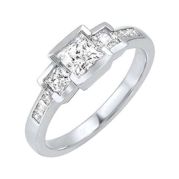 14k white gold 3 stone princess bezel ring (3/4 ct. tw.)