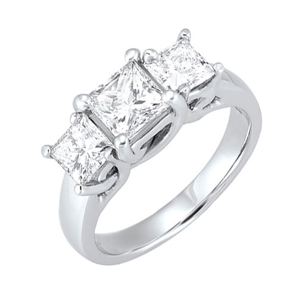 14k white gold 3 stone princess prong ring (2 ct. tw.)