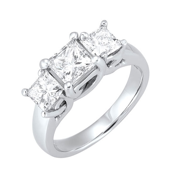 14k white gold 3 stone princess prong ring (3/4 ct. tw.)