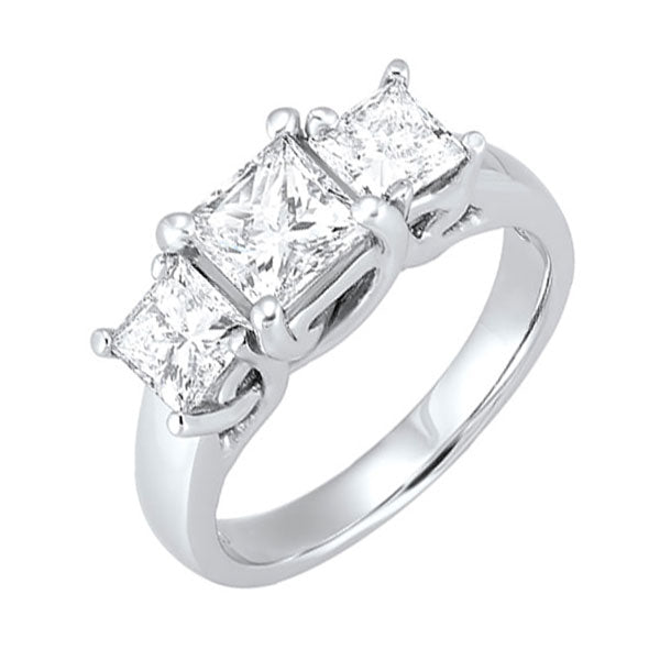 14k white gold 3 stone princess prong ring (1/2 ct. tw.)