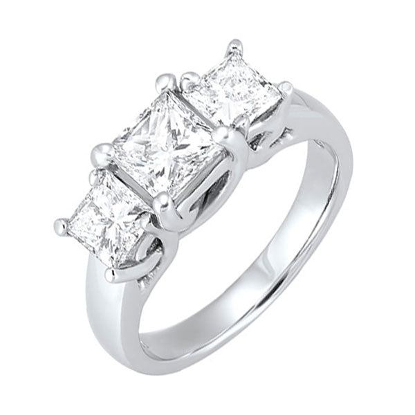 14k white gold 3 stone princess prong ring (1/3 ct. tw.)
